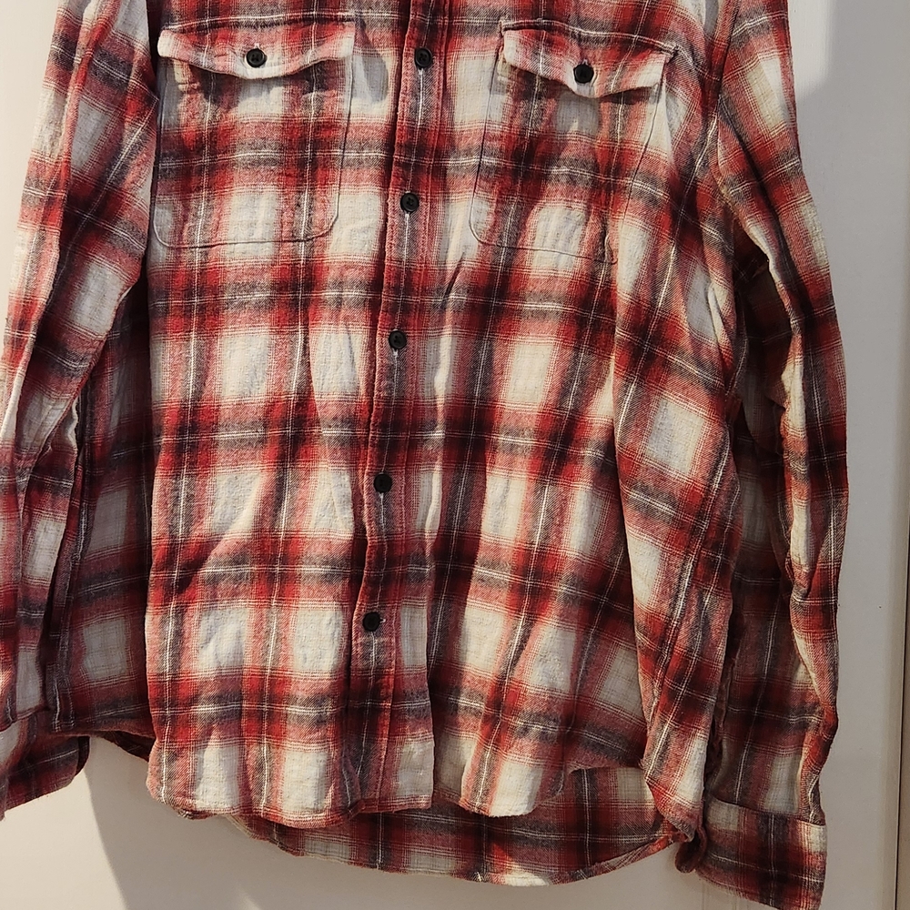 Lucky Brand Red and White Plaid Shirt
